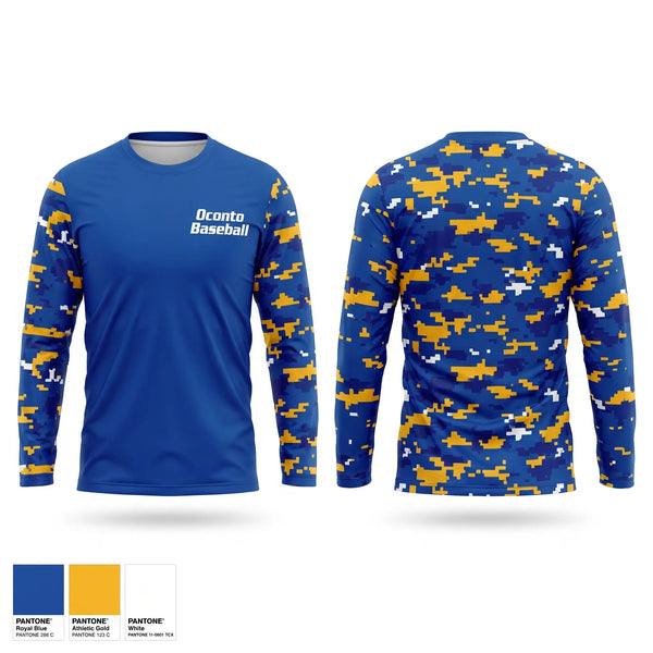 Long Sleeve Performance Shirt, Oconto Baseball, Baseball, Teamtime, Team time, sublimation, custom sports apparel, team uniforms, spirit wear, spiritwear, sports uniforms, custom shirts, team store, custom team store, fundraiser sports, apparel fundraiser