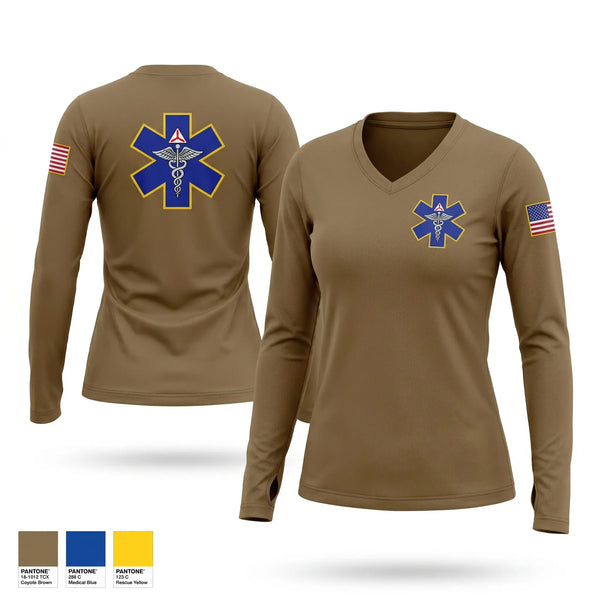Womens Long Sleeve Vneck Shirt, Civil Air Patrol Minnesota Wing Health Service, Air Force, Teamtime, Team time, sublimation, custom sports apparel, team uniforms, spirit wear, spiritwear, sports uniforms, custom shirts, team store, custom team store, fundraiser sports, apparel fundraiser