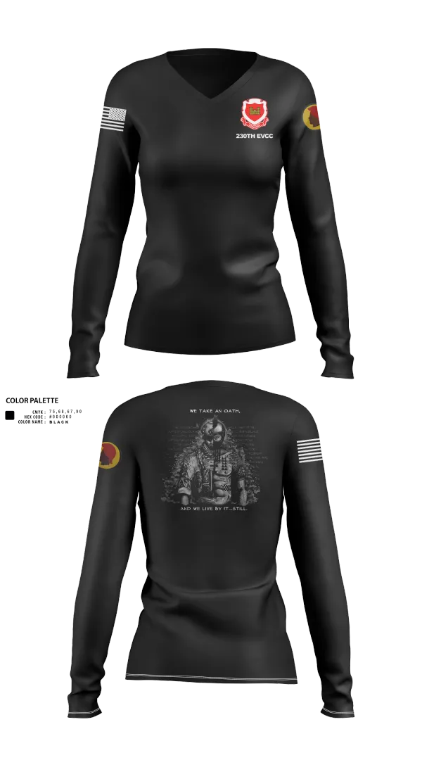Womens Long Sleeve Vneck Shirt, 230th Engineering Vertical Construction Company, , Teamtime, Team time, sublimation, custom sports apparel, team uniforms, spirit wear, spiritwear, sports uniforms, custom shirts, team store, custom team store, fundraiser sports, apparel fundraiser