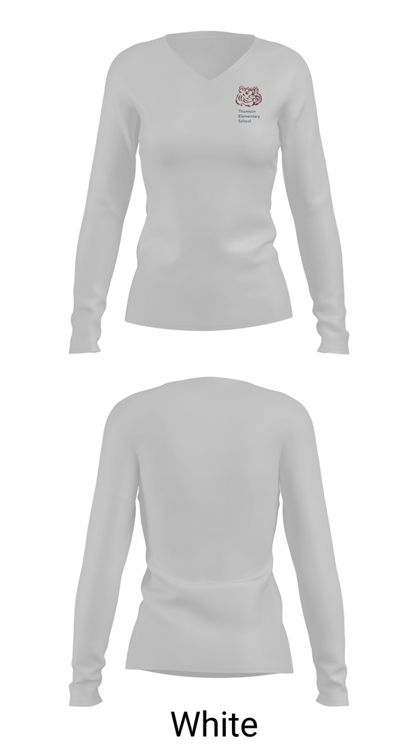 Womens Long Sleeve Vneck Shirt, Thomson Tigers Track and Field, Track & Field, Teamtime, Team time, sublimation, custom sports apparel, team uniforms, spirit wear, spiritwear, sports uniforms, custom shirts, team store, custom team store, fundraiser sports, apparel fundraiser