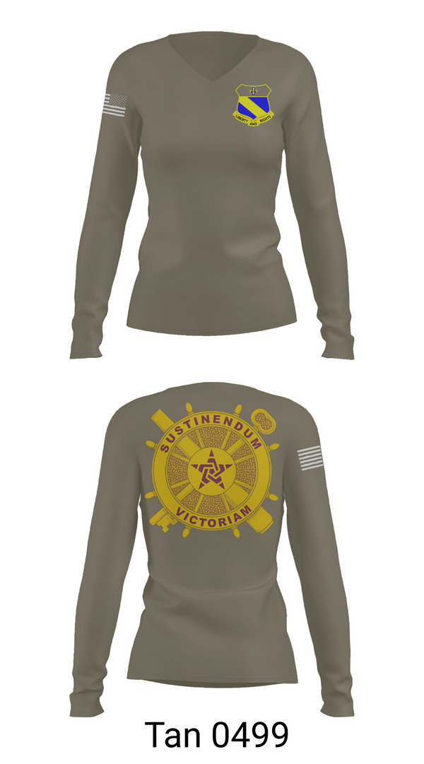 Womens Long Sleeve Vneck Shirt, 2nd BN (LS) 349th RGT, , Teamtime, Team time, sublimation, custom sports apparel, team uniforms, spirit wear, spiritwear, sports uniforms, custom shirts, team store, custom team store, fundraiser sports, apparel fundraiser