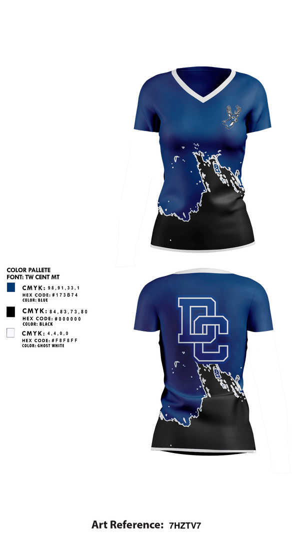 Womens Short Sleeve Vneck Shirt, Deer Creek Antlers, Golf, Teamtime, Team time, sublimation, custom sports apparel, team uniforms, spirit wear, spiritwear, sports uniforms, custom shirts, team store, custom team store, fundraiser sports, apparel fundraiser