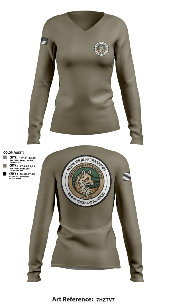 Womens Long Sleeve Vneck Shirt, Maine Wildlife Transport, , Teamtime, Team time, sublimation, custom sports apparel, team uniforms, spirit wear, spiritwear, sports uniforms, custom shirts, team store, custom team store, fundraiser sports, apparel fundraiser