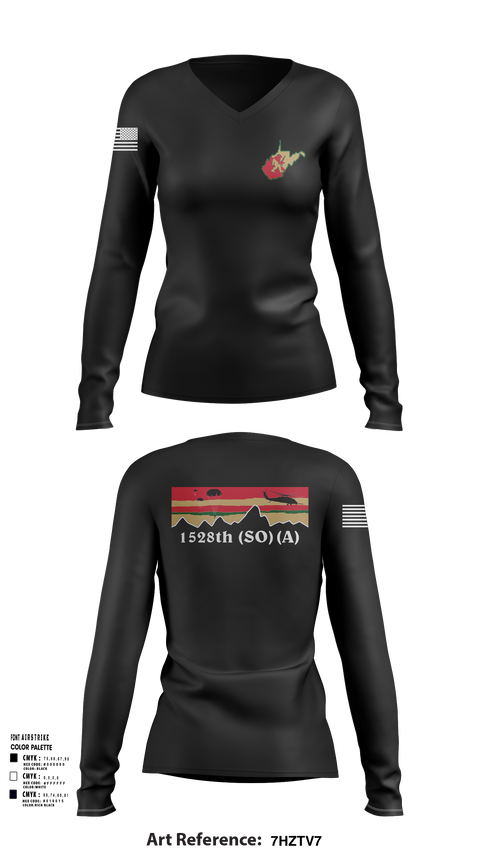 Womens Long Sleeve Vneck Shirt, 1528th FSC (SO) (A), , Teamtime, Team time, sublimation, custom sports apparel, team uniforms, spirit wear, spiritwear, sports uniforms, custom shirts, team store, custom team store, fundraiser sports, apparel fundraiser
