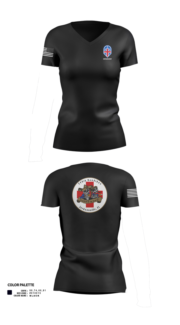 Womens Short Sleeve Vneck Shirt, 349th Medical Augmentation Det., , Teamtime, Team time, sublimation, custom sports apparel, team uniforms, spirit wear, spiritwear, sports uniforms, custom shirts, team store, custom team store, fundraiser sports, apparel fundraiser