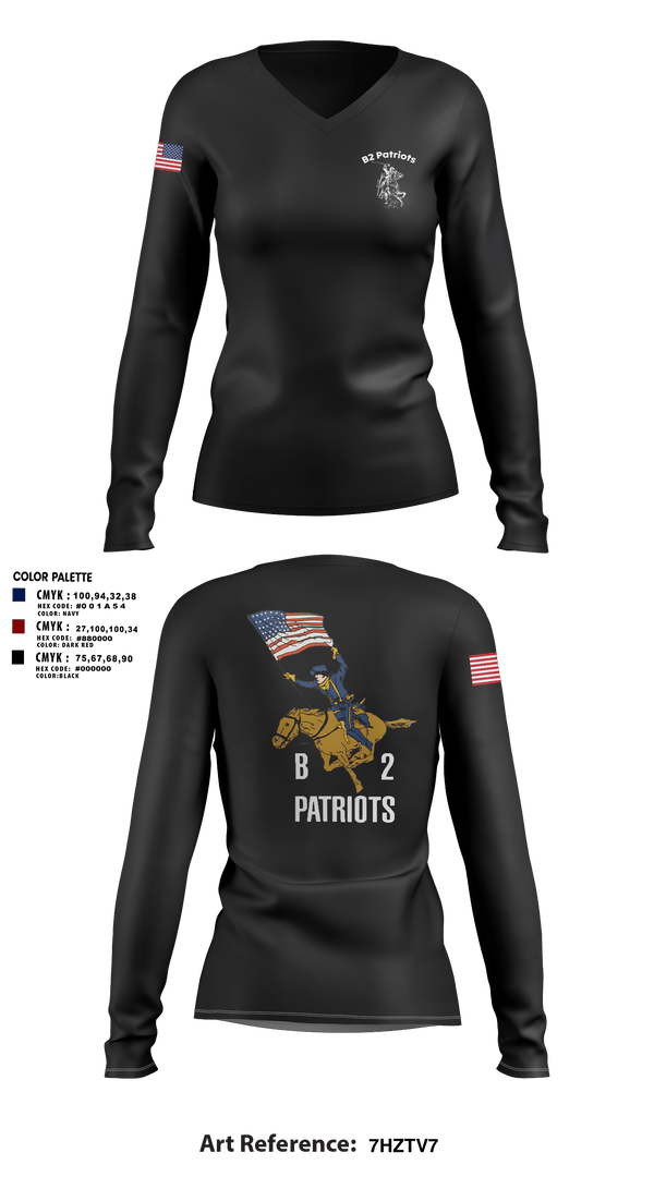 Womens Long Sleeve Vneck Shirt, B2 Patriots sports, Army, Teamtime, Team time, sublimation, custom sports apparel, team uniforms, spirit wear, spiritwear, sports uniforms, custom shirts, team store, custom team store, fundraiser sports, apparel fundraiser