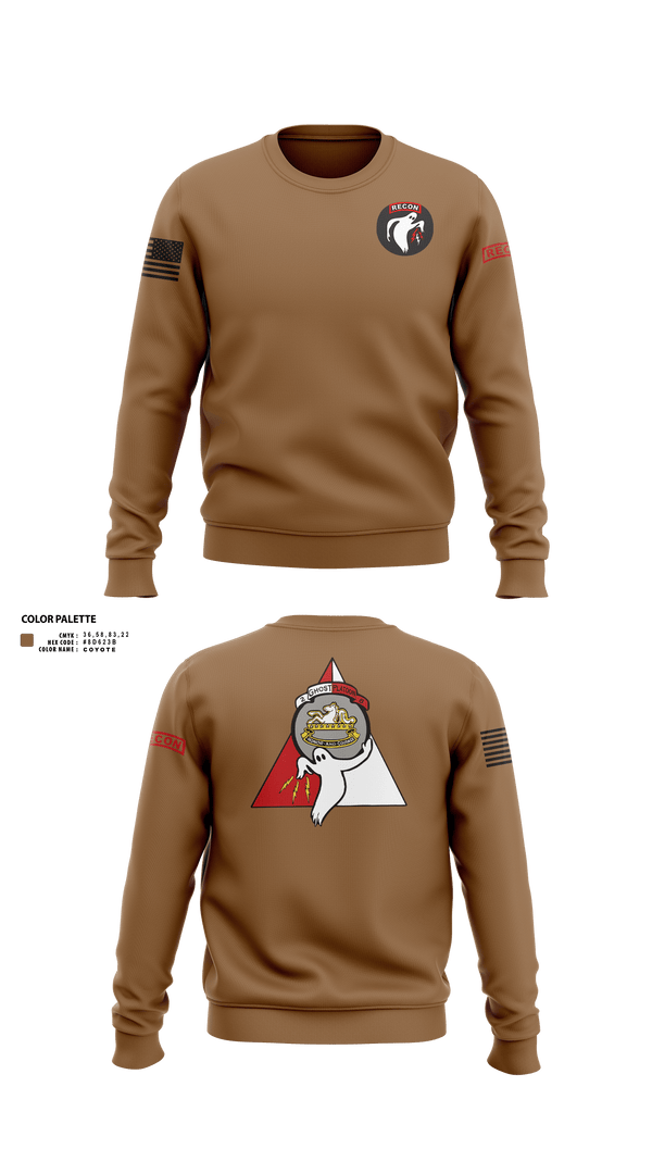 Crew Neck Sweatshirt, Ghost Platoon, HHC, 2-8 CAV, 1ABCT, 1CD, , Teamtime, Team time, sublimation, custom sports apparel, team uniforms, spirit wear, spiritwear, sports uniforms, custom shirts, team store, custom team store, fundraiser sports, apparel fundraiser