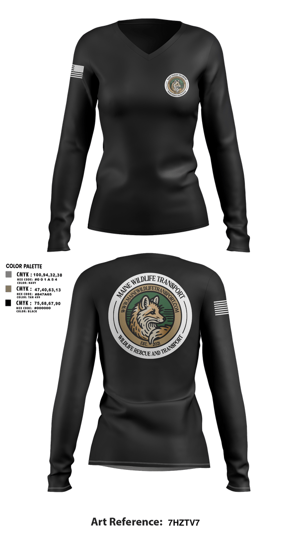 Womens Long Sleeve Vneck Shirt, Maine Wildlife Transport, , Teamtime, Team time, sublimation, custom sports apparel, team uniforms, spirit wear, spiritwear, sports uniforms, custom shirts, team store, custom team store, fundraiser sports, apparel fundraiser