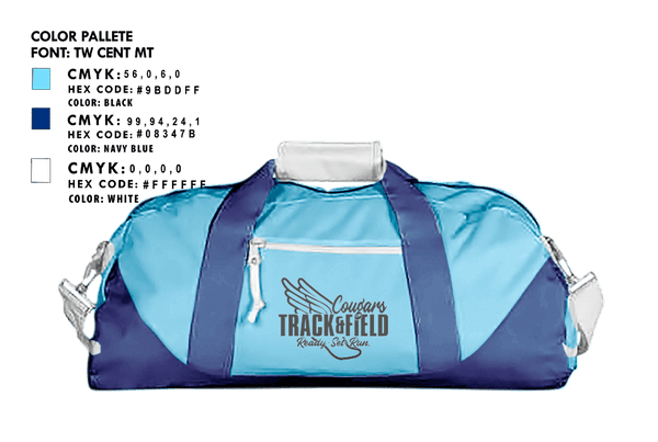 Duffle Bag, Southwest Edgecombe Cougars, Track & Field, Teamtime, Team time, sublimation, custom sports apparel, team uniforms, spirit wear, spiritwear, sports uniforms, custom shirts, team store, custom team store, fundraiser sports, apparel fundraiser