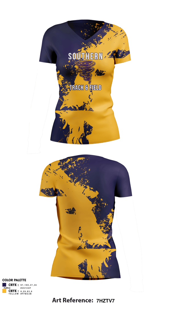Womens Short Sleeve Vneck Shirt, Southern Middle School Track and Field, Track & Field, Teamtime, Team time, sublimation, custom sports apparel, team uniforms, spirit wear, spiritwear, sports uniforms, custom shirts, team store, custom team store, fundraiser sports, apparel fundraiser