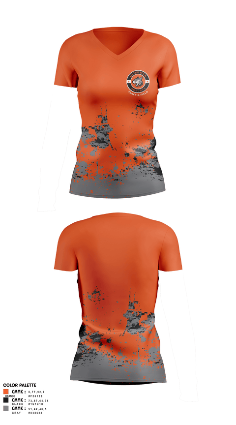 Womens Short Sleeve Vneck Shirt, Living Rock Academy Track and Field, Track & Field, Teamtime, Team time, sublimation, custom sports apparel, team uniforms, spirit wear, spiritwear, sports uniforms, custom shirts, team store, custom team store, fundraiser sports, apparel fundraiser