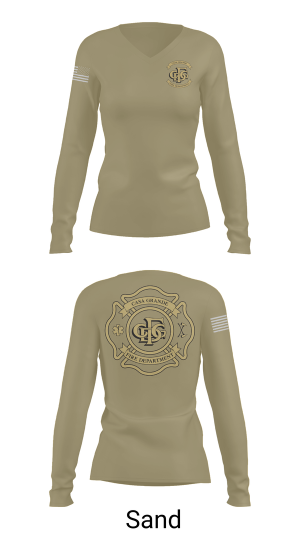 Womens Long Sleeve Vneck Shirt, Casa Grande Fire Department, , Teamtime, Team time, sublimation, custom sports apparel, team uniforms, spirit wear, spiritwear, sports uniforms, custom shirts, team store, custom team store, fundraiser sports, apparel fundraiser