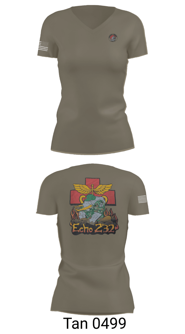 Womens Short Sleeve Vneck Shirt, Echo Company 232nd battalion, Army, Teamtime, Team time, sublimation, custom sports apparel, team uniforms, spirit wear, spiritwear, sports uniforms, custom shirts, team store, custom team store, fundraiser sports, apparel fundraiser