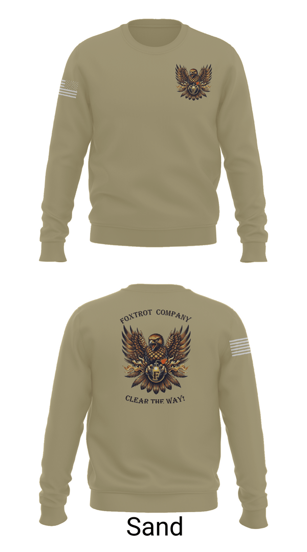Crew Neck Sweatshirt, Foxtrot Company, 832nd OD BN, Army, Teamtime, Team time, sublimation, custom sports apparel, team uniforms, spirit wear, spiritwear, sports uniforms, custom shirts, team store, custom team store, fundraiser sports, apparel fundraiser