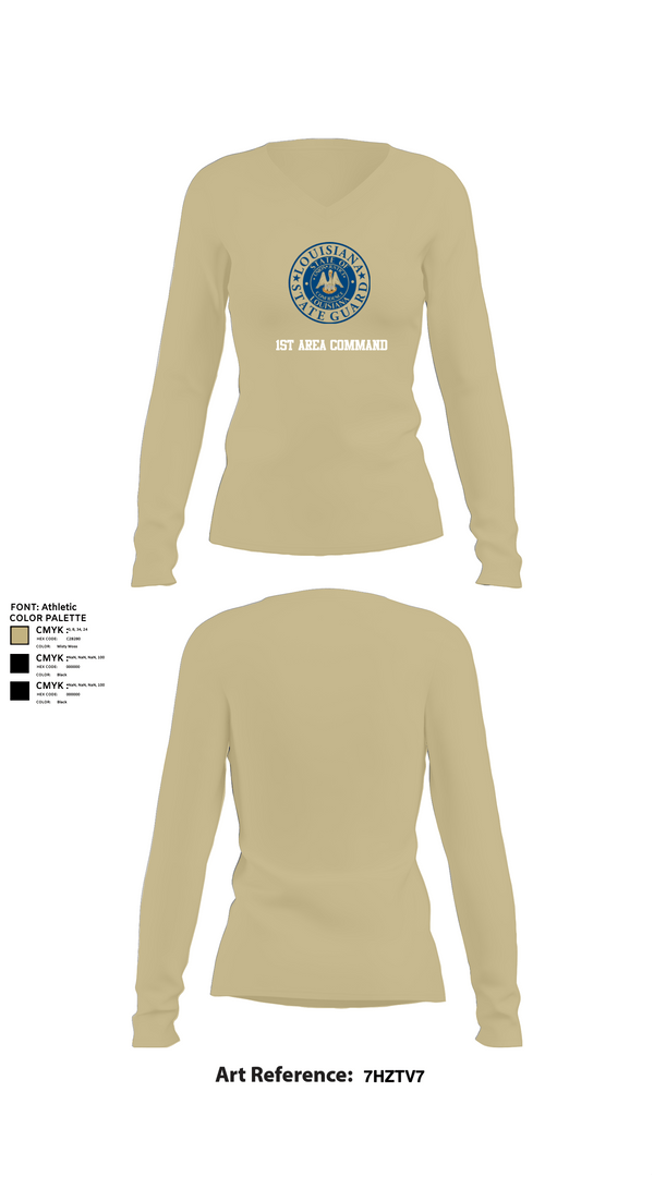 Womens Long Sleeve Vneck Shirt, 1st Area Command, , Teamtime, Team time, sublimation, custom sports apparel, team uniforms, spirit wear, spiritwear, sports uniforms, custom shirts, team store, custom team store, fundraiser sports, apparel fundraiser