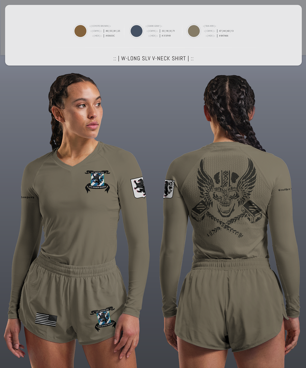 Womens Long Sleeve Vneck Shirt, 1-28 Infantry battalion, , Teamtime, Team time, sublimation, custom sports apparel, team uniforms, spirit wear, spiritwear, sports uniforms, custom shirts, team store, custom team store, fundraiser sports, apparel fundraiser