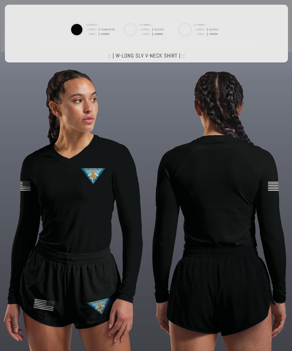 Womens Long Sleeve Vneck Shirt, Montgomery County Police Peer Support Team, Police, Teamtime, Team time, sublimation, custom sports apparel, team uniforms, spirit wear, spiritwear, sports uniforms, custom shirts, team store, custom team store, fundraiser sports, apparel fundraiser