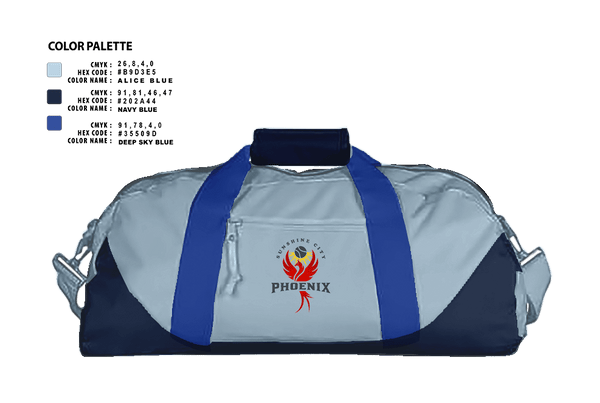 Duffle Bag, Sunshine City Phoenix, Tennis, Teamtime, Team time, sublimation, custom sports apparel, team uniforms, spirit wear, spiritwear, sports uniforms, custom shirts, team store, custom team store, fundraiser sports, apparel fundraiser