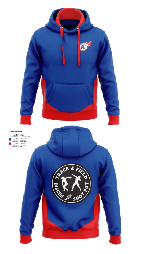 Hoodie, Blue comets, Track & Field, Teamtime, Team time, sublimation, custom sports apparel, team uniforms, spirit wear, spiritwear, sports uniforms, custom shirts, team store, custom team store, fundraiser sports, apparel fundraiser