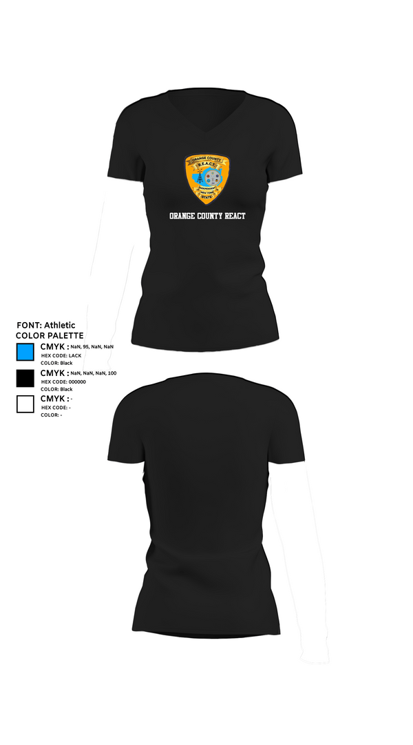 Womens Short Sleeve Vneck Shirt, Orange County REACT, , Teamtime, Team time, sublimation, custom sports apparel, team uniforms, spirit wear, spiritwear, sports uniforms, custom shirts, team store, custom team store, fundraiser sports, apparel fundraiser