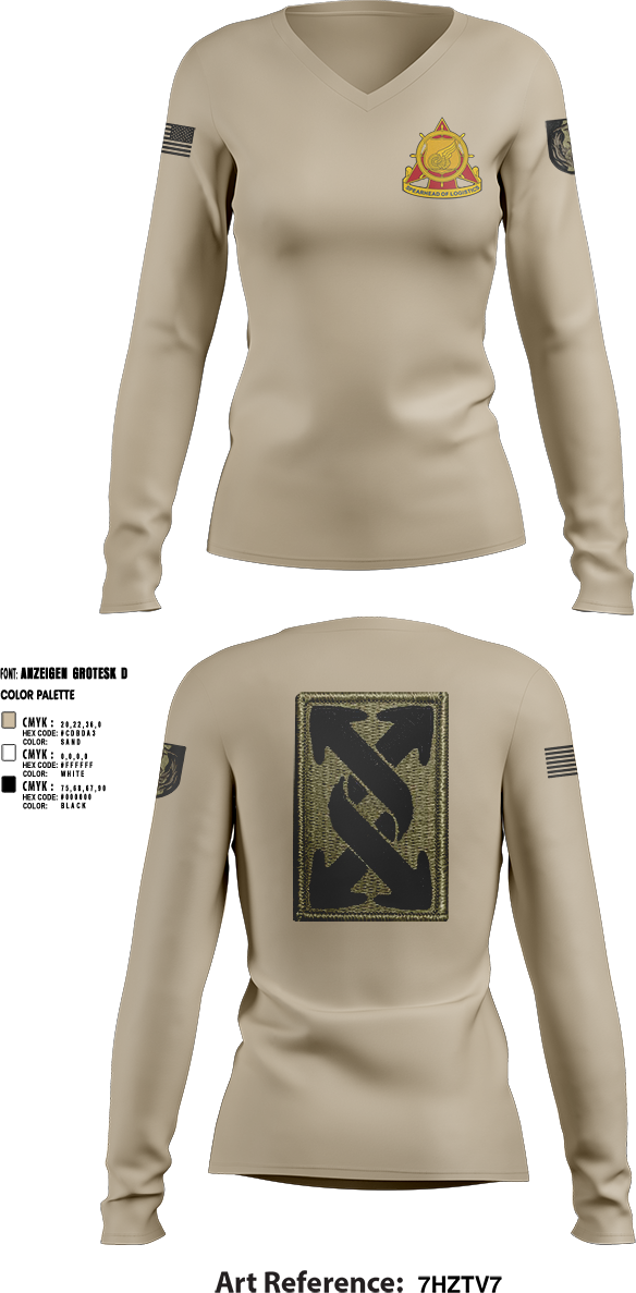 Womens Long Sleeve Vneck Shirt, 441st transportation company, Army, Teamtime, Team time, sublimation, custom sports apparel, team uniforms, spirit wear, spiritwear, sports uniforms, custom shirts, team store, custom team store, fundraiser sports, apparel fundraiser