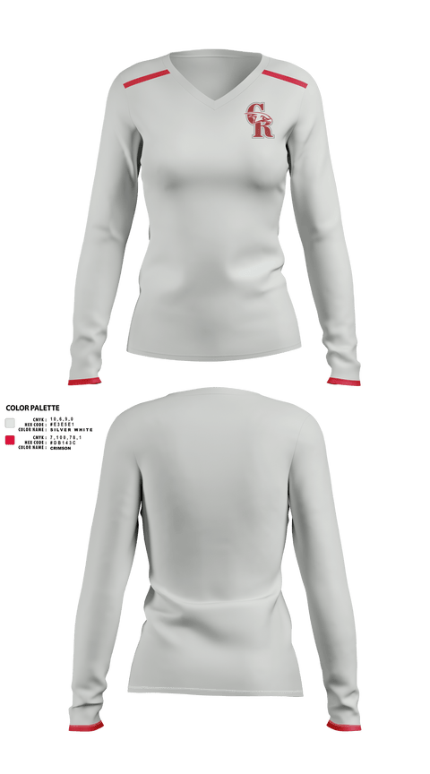 Womens Long Sleeve Vneck Shirt, Canyon Ridge High School Tennis, Tennis, Teamtime, Team time, sublimation, custom sports apparel, team uniforms, spirit wear, spiritwear, sports uniforms, custom shirts, team store, custom team store, fundraiser sports, apparel fundraiser