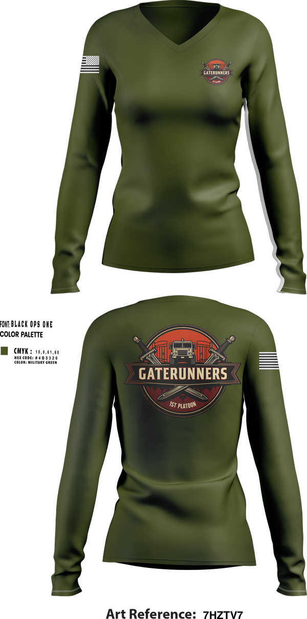 Womens Long Sleeve Vneck Shirt, C Co 541st, Army, Teamtime, Team time, sublimation, custom sports apparel, team uniforms, spirit wear, spiritwear, sports uniforms, custom shirts, team store, custom team store, fundraiser sports, apparel fundraiser