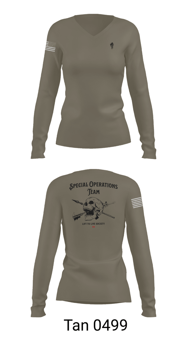 Womens Long Sleeve Vneck Shirt, Special Operations Team, , Teamtime, Team time, sublimation, custom sports apparel, team uniforms, spirit wear, spiritwear, sports uniforms, custom shirts, team store, custom team store, fundraiser sports, apparel fundraiser