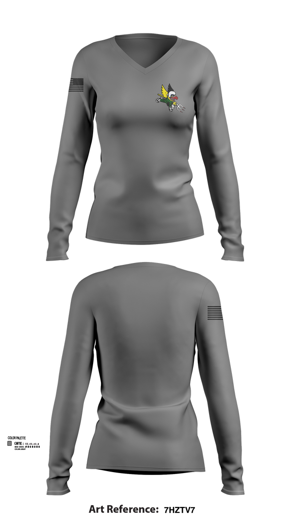 Womens Long Sleeve Vneck Shirt, 124th ATKS, , Teamtime, Team time, sublimation, custom sports apparel, team uniforms, spirit wear, spiritwear, sports uniforms, custom shirts, team store, custom team store, fundraiser sports, apparel fundraiser