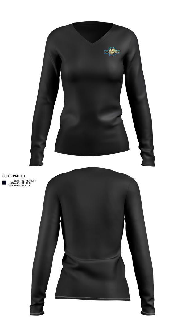 Womens Long Sleeve Vneck Shirt, Gold reef oyster, , Teamtime, Team time, sublimation, custom sports apparel, team uniforms, spirit wear, spiritwear, sports uniforms, custom shirts, team store, custom team store, fundraiser sports, apparel fundraiser