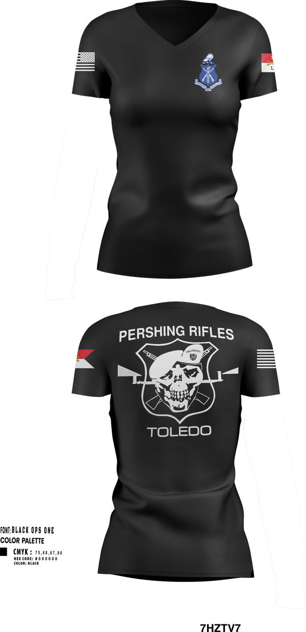 Womens Short Sleeve Vneck Shirt, Pershing Rifles Troop L-1, , Teamtime, Team time, sublimation, custom sports apparel, team uniforms, spirit wear, spiritwear, sports uniforms, custom shirts, team store, custom team store, fundraiser sports, apparel fundraiser
