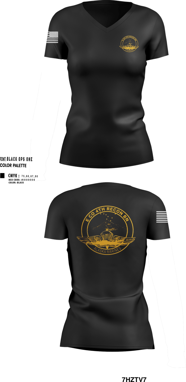 Womens Short Sleeve Vneck Shirt, E Co 4th Recon BN, , Teamtime, Team time, sublimation, custom sports apparel, team uniforms, spirit wear, spiritwear, sports uniforms, custom shirts, team store, custom team store, fundraiser sports, apparel fundraiser