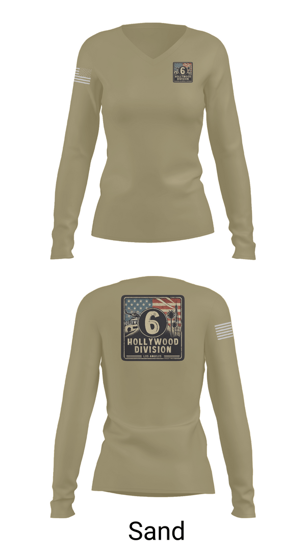 Womens Long Sleeve Vneck Shirt, Hollywood Division, Police, Teamtime, Team time, sublimation, custom sports apparel, team uniforms, spirit wear, spiritwear, sports uniforms, custom shirts, team store, custom team store, fundraiser sports, apparel fundraiser