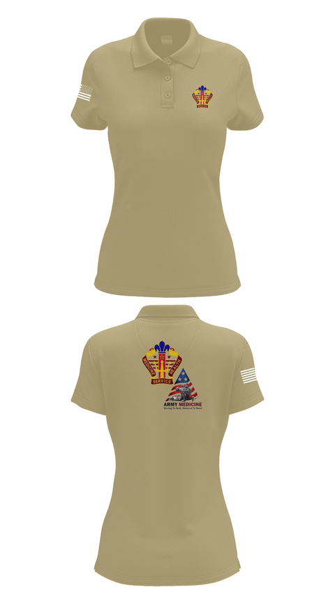 Womens Short Sleeve Performance Polo, USA MEDDAC KAHC, Army, Teamtime, Team time, sublimation, custom sports apparel, team uniforms, spirit wear, spiritwear, sports uniforms, custom shirts, team store, custom team store, fundraiser sports, apparel fundraiser