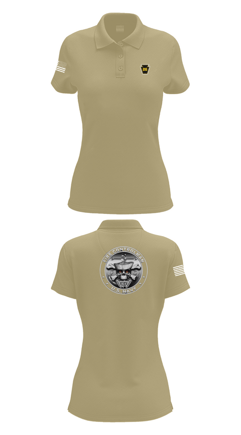 Womens Short Sleeve Performance Polo, Fire Controlman, Navy, Teamtime, Team time, sublimation, custom sports apparel, team uniforms, spirit wear, spiritwear, sports uniforms, custom shirts, team store, custom team store, fundraiser sports, apparel fundraiser