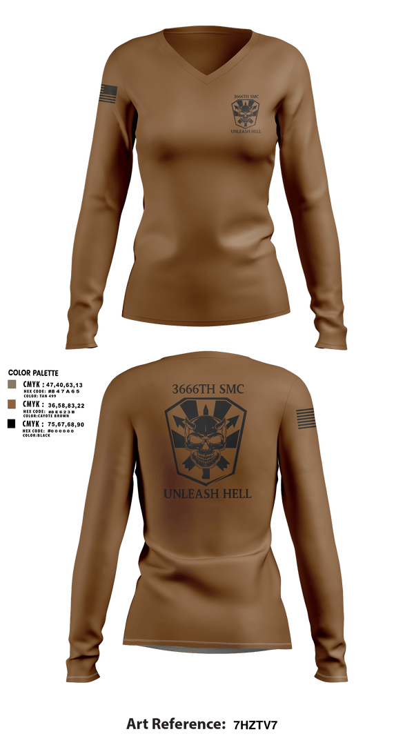 Womens Long Sleeve Vneck Shirt, 3666 Support Maintenance Company, , Teamtime, Team time, sublimation, custom sports apparel, team uniforms, spirit wear, spiritwear, sports uniforms, custom shirts, team store, custom team store, fundraiser sports, apparel fundraiser