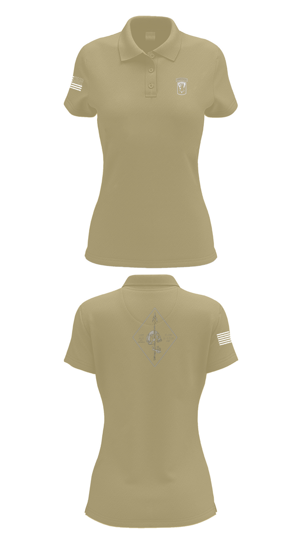 Womens Short Sleeve Performance Polo, Chosen Co. 1-102D INF, Army, Teamtime, Team time, sublimation, custom sports apparel, team uniforms, spirit wear, spiritwear, sports uniforms, custom shirts, team store, custom team store, fundraiser sports, apparel fundraiser