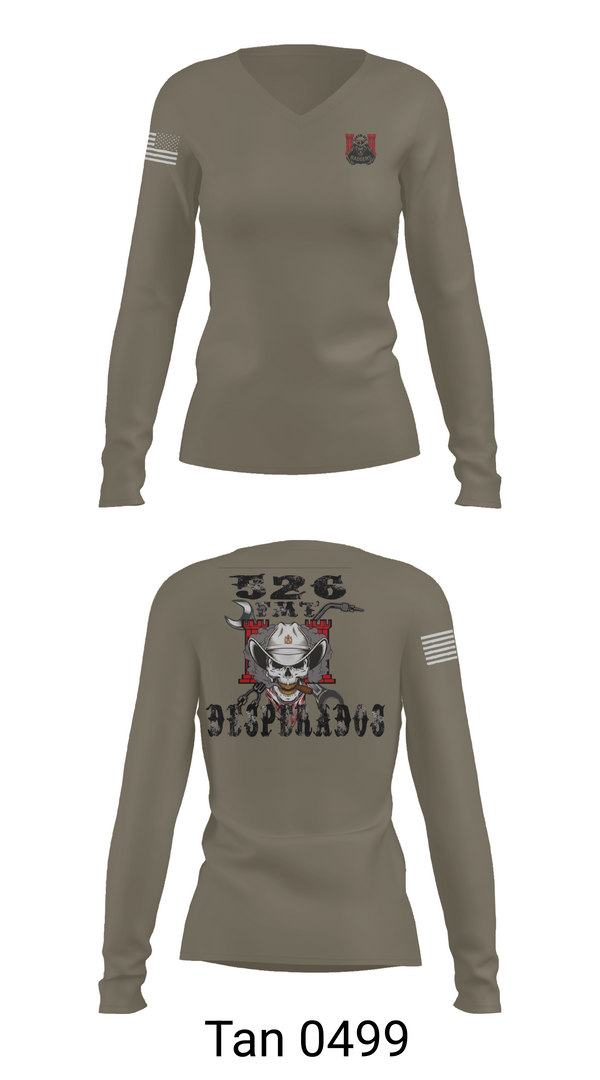Womens Long Sleeve Vneck Shirt, 526th ECC Desperados FMT, , Teamtime, Team time, sublimation, custom sports apparel, team uniforms, spirit wear, spiritwear, sports uniforms, custom shirts, team store, custom team store, fundraiser sports, apparel fundraiser