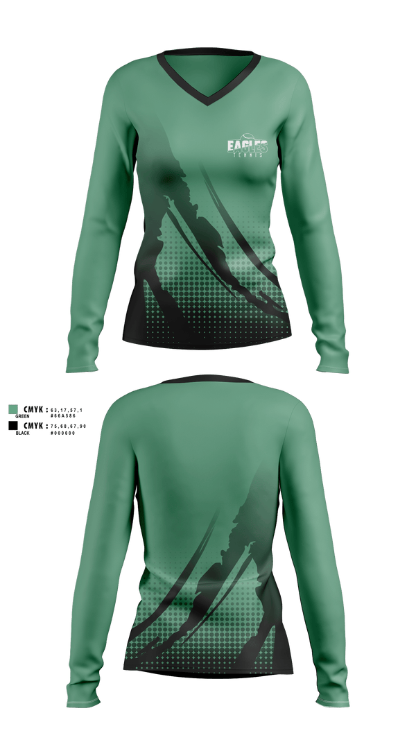 Womens Long Sleeve Vneck Shirt, Covenant Christian High School Tennis, Tennis, Teamtime, Team time, sublimation, custom sports apparel, team uniforms, spirit wear, spiritwear, sports uniforms, custom shirts, team store, custom team store, fundraiser sports, apparel fundraiser