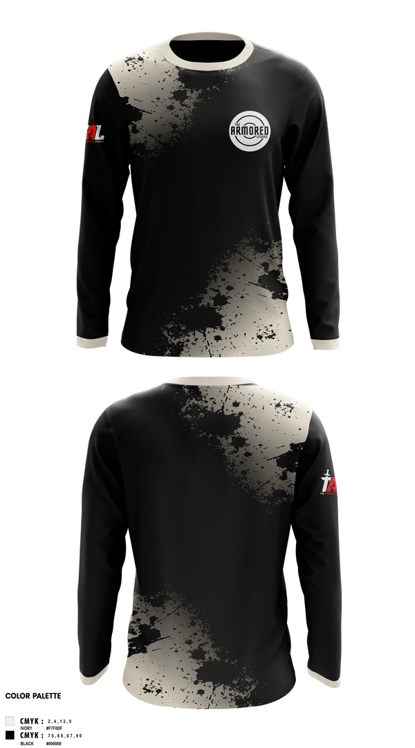 Long Sleeve Rash Guard Shirt, THE ARMORED LEAGUE, Wrestling, Teamtime, Team time, sublimation, custom sports apparel, team uniforms, spirit wear, spiritwear, sports uniforms, custom shirts, team store, custom team store, fundraiser sports, apparel fundraiser