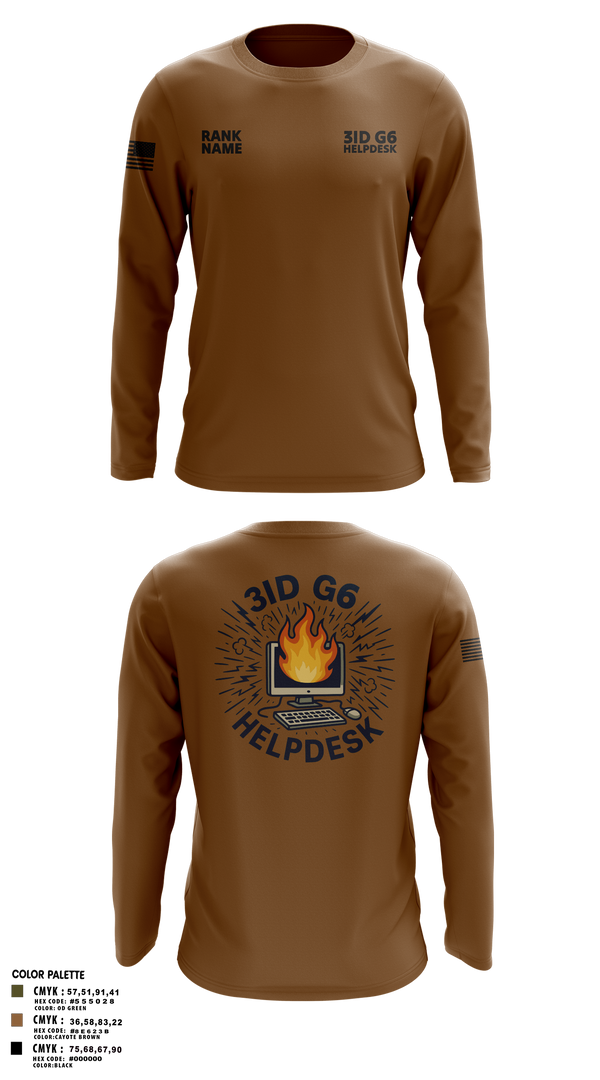 Long Sleeve Performance Shirt, 3ID G6 Helpdesk, , Teamtime, Team time, sublimation, custom sports apparel, team uniforms, spirit wear, spiritwear, sports uniforms, custom shirts, team store, custom team store, fundraiser sports, apparel fundraiser
