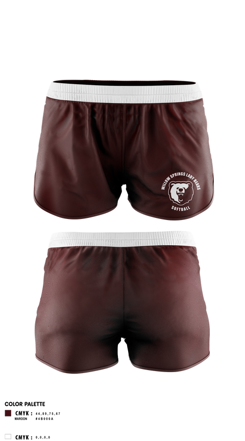 Womens Shorts, Willow Springs Bears Softball, Softball, Teamtime, Team time, sublimation, custom sports apparel, team uniforms, spirit wear, spiritwear, sports uniforms, custom shirts, team store, custom team store, fundraiser sports, apparel fundraiser
