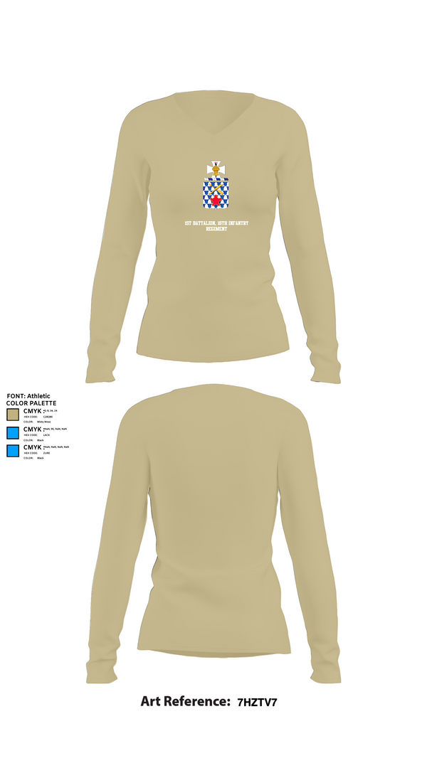 Womens Long Sleeve Vneck Shirt, 1st Battalion, 16th Infantry Regiment, , Teamtime, Team time, sublimation, custom sports apparel, team uniforms, spirit wear, spiritwear, sports uniforms, custom shirts, team store, custom team store, fundraiser sports, apparel fundraiser
