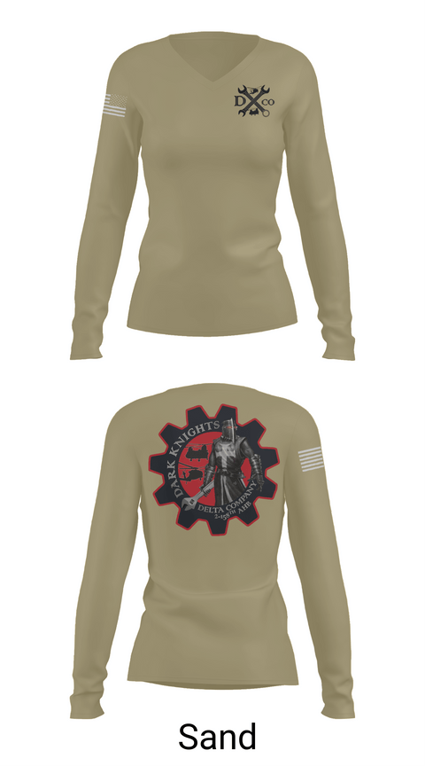 Womens Long Sleeve Vneck Shirt, D Co. 2-158th AHB, , Teamtime, Team time, sublimation, custom sports apparel, team uniforms, spirit wear, spiritwear, sports uniforms, custom shirts, team store, custom team store, fundraiser sports, apparel fundraiser