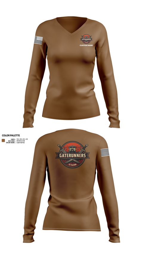 Womens Long Sleeve Vneck Shirt, C Co 541st, Army, Teamtime, Team time, sublimation, custom sports apparel, team uniforms, spirit wear, spiritwear, sports uniforms, custom shirts, team store, custom team store, fundraiser sports, apparel fundraiser