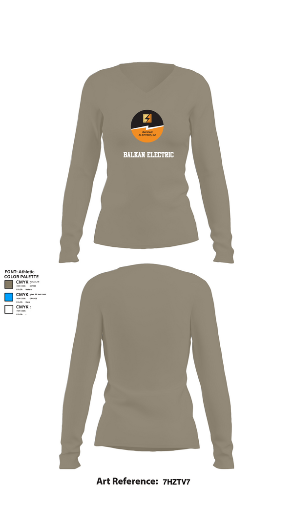 Womens Long Sleeve Vneck Shirt, Balkan Electric, , Teamtime, Team time, sublimation, custom sports apparel, team uniforms, spirit wear, spiritwear, sports uniforms, custom shirts, team store, custom team store, fundraiser sports, apparel fundraiser