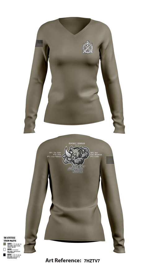 Womens Long Sleeve Vneck Shirt, Rocket Rhinos, , Teamtime, Team time, sublimation, custom sports apparel, team uniforms, spirit wear, spiritwear, sports uniforms, custom shirts, team store, custom team store, fundraiser sports, apparel fundraiser