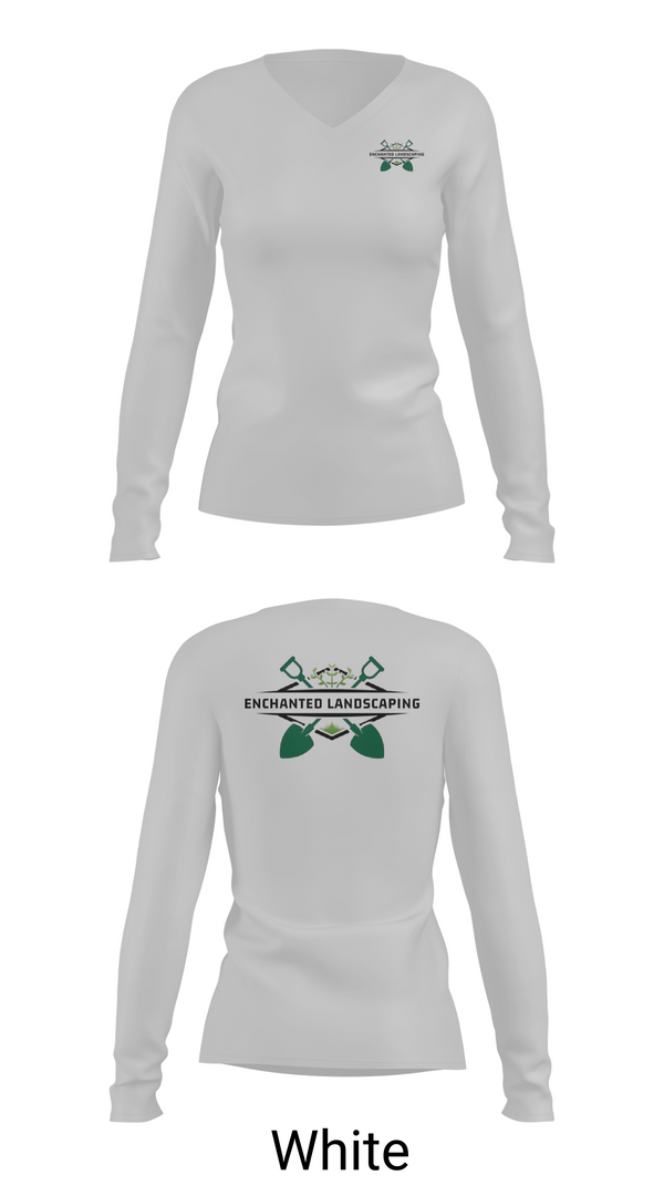 Womens Long Sleeve Vneck Shirt, Enchanted Landscaping, , Teamtime, Team time, sublimation, custom sports apparel, team uniforms, spirit wear, spiritwear, sports uniforms, custom shirts, team store, custom team store, fundraiser sports, apparel fundraiser