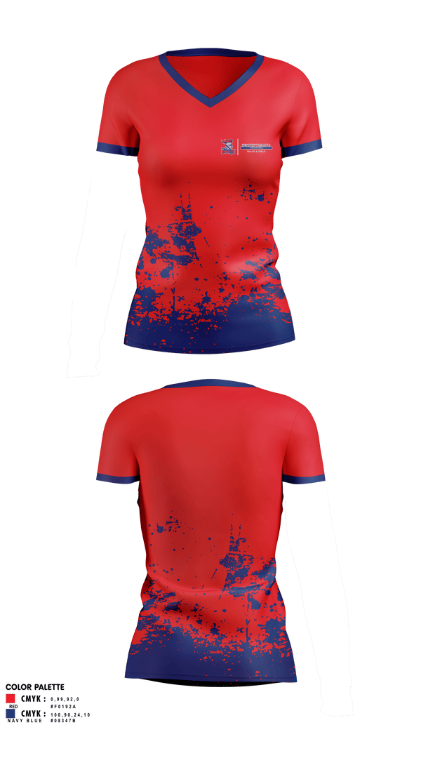 Womens Short Sleeve Vneck Shirt, Spotsylvania High School Track & Field, Track & Field, Teamtime, Team time, sublimation, custom sports apparel, team uniforms, spirit wear, spiritwear, sports uniforms, custom shirts, team store, custom team store, fundraiser sports, apparel fundraiser