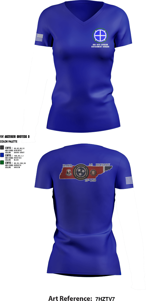 Womens Short Sleeve Vneck Shirt, HHC 35th Division Sustainment Brigade, National Guard, Teamtime, Team time, sublimation, custom sports apparel, team uniforms, spirit wear, spiritwear, sports uniforms, custom shirts, team store, custom team store, fundraiser sports, apparel fundraiser
